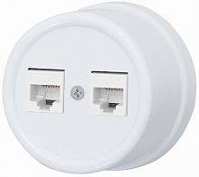 Розетка-ретро компьютерная пластик Bironi Лизетта 2-м. RJ45+RJ45 5е белый картинка